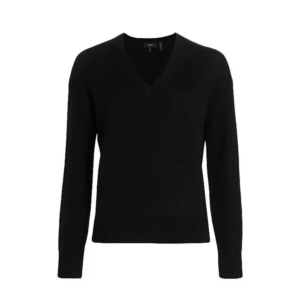Theory Easy V-Neck Cashmere Sweater | Black in Small